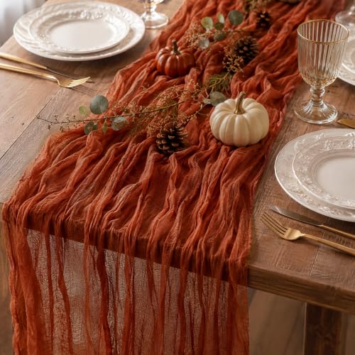 Terracotta Cheesecloth Table Runner 10ft Rustic Wedding Party Home Decor - 1pc