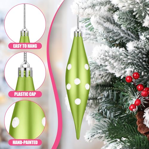 Christmas Tree Ornaments Set - Green and Pink Decorative Balls, 12 Pcs, 6.3 Inch
