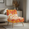 Stretch Armless Accent Chair Cover - Falling Maple Leaves Design, Furniture Protector for Living Room Thanksgiving