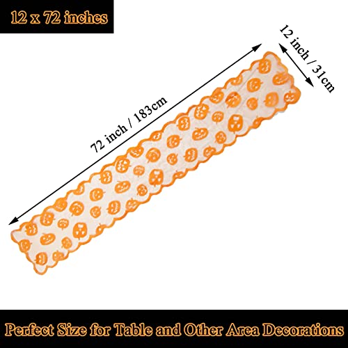 Halloween Pumpkin Lace Table Runner - 72 Inch Fall & Holiday Decor