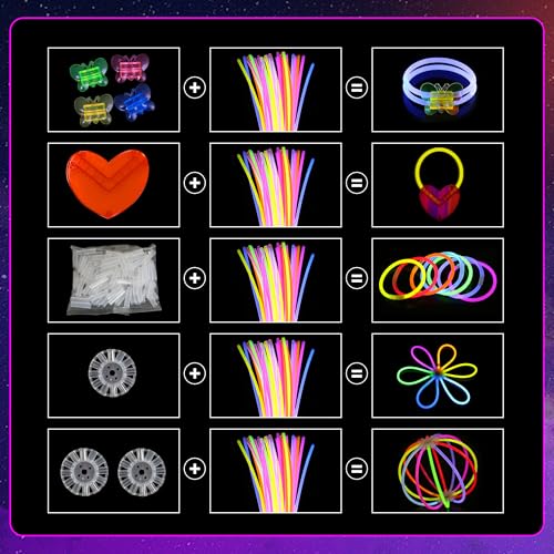 248 Pcs Glow Sticks Party Favors Kit with Connectors for DIY Necklaces Glasses Bracelets