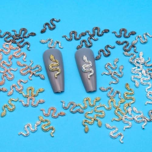 Halloween Nail Charms Cartoon Snake Nail Gems 5D Gold Silver Nail Art Decorations - Variation ASD-06