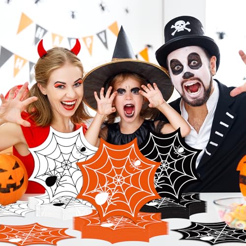 Halloween Spider Web Disposable Paper Napkins 48PCS Spooky Party Supplies