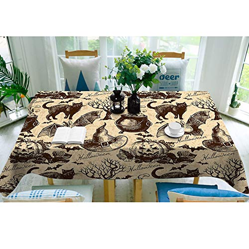 Halloween Cat Tablecloth 60x90 Inch Fall Harvest Seasonal Decor - Rectangular