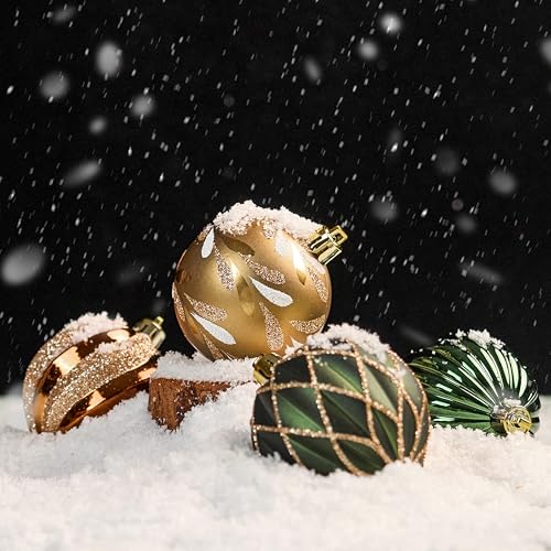 Earth Tone Christmas Tree Ornaments Set - 30 Shatterproof Baubles with String
