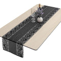 Black Lace Table Runner 13x53 Inch for Wedding & Party Decor – Rustic Elegant Design