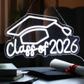 Class of 2026 Neon Sign - Graduation Wall Decor with LED Lights & Cap - USB Powered Acrylic Party Sign