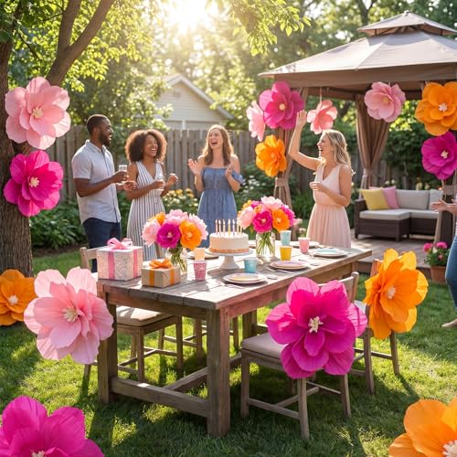 18 Pcs Bright Colors Giant Paper Flowers Set - Large & Artificial Decorations