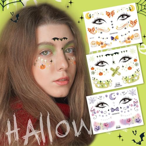 Halloween Temporary Face & Body Tattoos for Kids Adults 10 Sheets Party Favors
