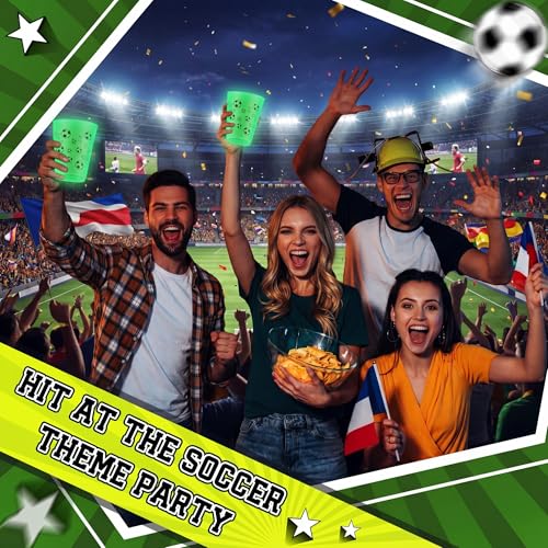 24 Pcs Glow in the Dark Soccer Cups - Reusable 16 oz Party Favors - Variation of THIS listing: Soccer