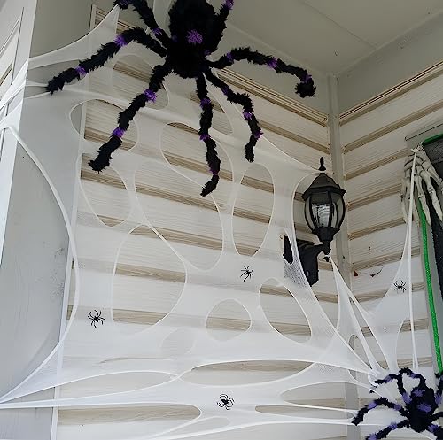 DIY Outdoor Spider Web Decoration 26.9X12.46ft Halloween Cobweb Netting - Stretchy Webbing for Haunted House & Yard Decor