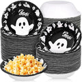 Halloween Ghost Paper Bowls - Black and White Disposable 12oz 100 Pack