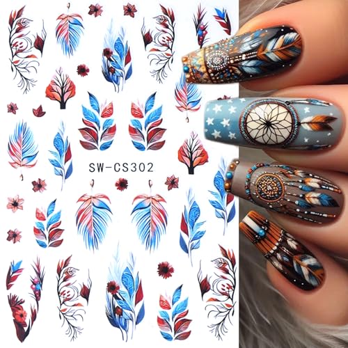 Fall Nail Art Stickers 6 Sheets Autumn Maple Leaf Pumpkin Owl Designs Thanksgiving Decorations