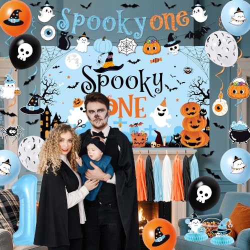 Halloween 1st Birthday Decorations Kit - Blue Spooky One Party Supplies