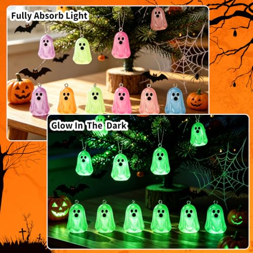 36Pcs Glowing Halloween Ghost Ornaments for Small Tree - Luminous Ghost Set