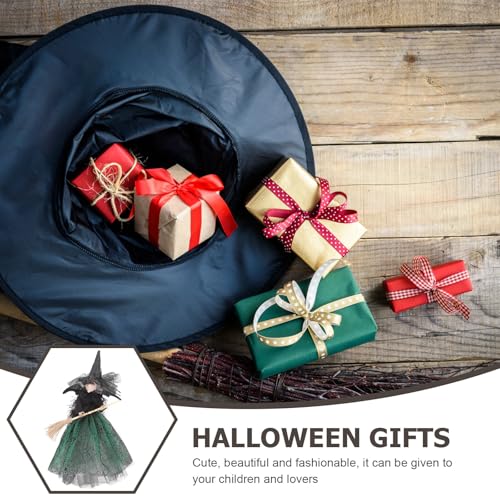 Halloween Witch Tree Topper Decor - Gnome Doll with Web & Hat