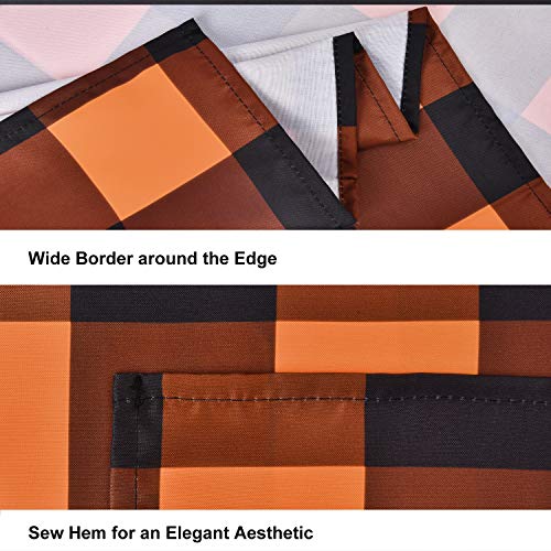 Halloween Checkered Tablecloth - Orange & Black Plaid, 84 x 60 Inch, Machine Washable