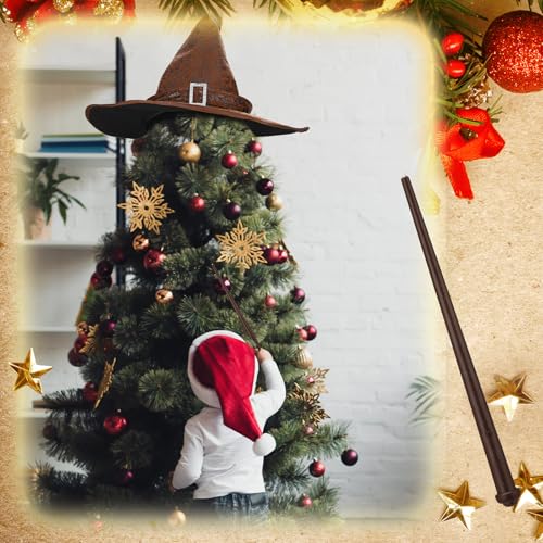 Magical Wizard Hat Christmas Tree Topper & Light Up Wand Set