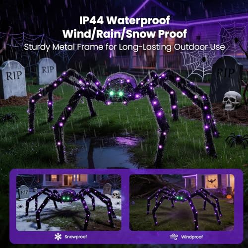 Gleamfest 4.2FT Giant Halloween Spider with 90 LEDs - Outdoor Decor, Waterproof, Light Up Spider - Variation of THIS listing