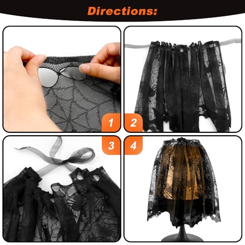 5 Pack Halloween Spider Web Lamp Shades - Black Lace, 60x20 Inch Indoor Decor