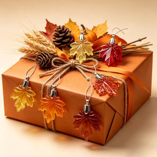 Autumn Maple Leaf Ornaments Set - 40 Fall Hanging Decorations for Thanksgiving & Halloween