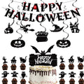 Halloween Party Decoration Set with Banner, Hanging Swirls, Cake & Cupcake Toppers