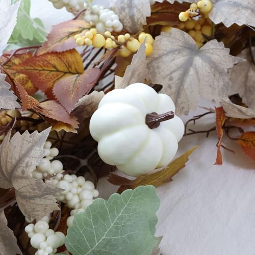 Artificial Maples Leaf Pumpkin Garland - Fall Decor, 6FT Autumn Wreath for Thanksgiving Halloween and Home Porch