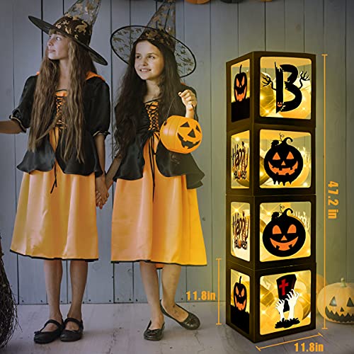 Halloween Party Decorations Balloons & Light Box Set - 4 LED String Lights, Pumpkins & Ghosts