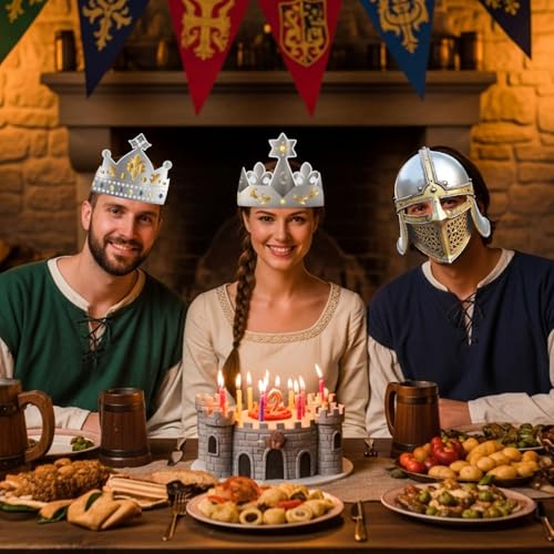 Medieval Knight Party Masks & Crowns Set - 20 Pieces for Costumes & Events