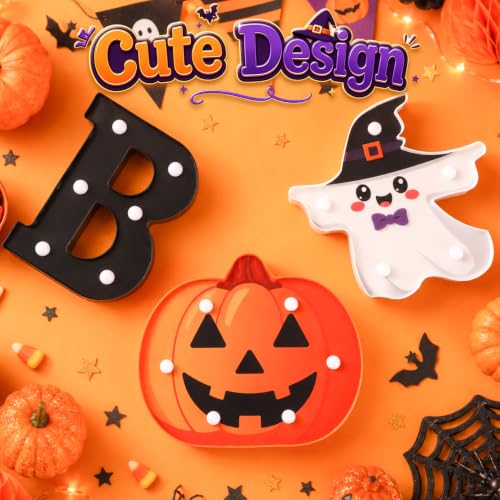 Halloween BOO Pumpkin Ghost Light Up Letters Sign - 3 Pack Variation of Halloween