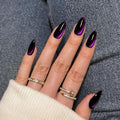 Press On Glitter Cat Eye Nails Medium Almond Black Purple Variation of THIS Listing
