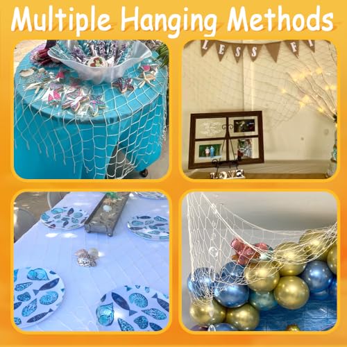 Fish Net Decorations 2 PCS - Nautical Beach Party Table Runner & Wall Decor