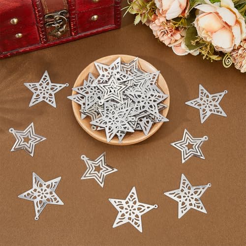 Galvanized Silver Metal Stars for Christmas & Holiday Decor - Style 5 - 40PCS