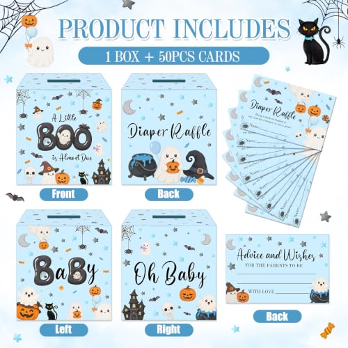 Halloween Baby Shower Diaper Raffle Tickets & Box Set - Little Boo Theme