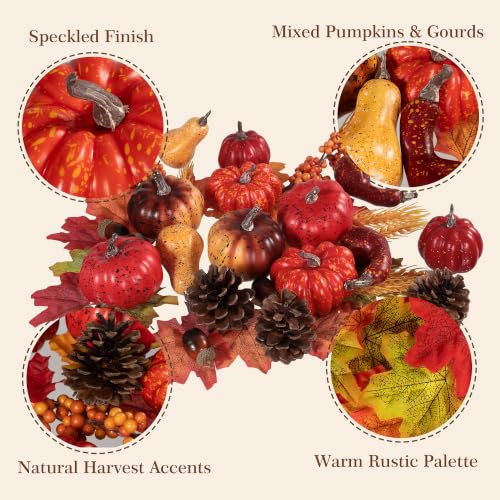 54-Piece Fall Home Decor Set with Mini Pumpkins, Leaves, Pinecones & Accents
