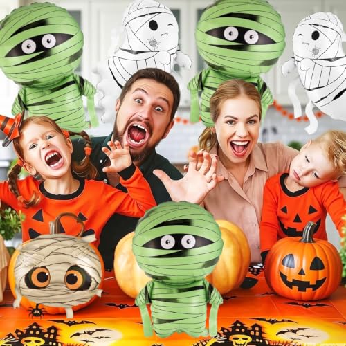6Pcs Halloween Foil Balloons Set Mummy Ghost Party Decorations Indoor