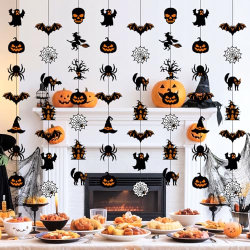 Halloween Party Hanging Decorations - Witch Ghost Paper Garland - 9 Pcs