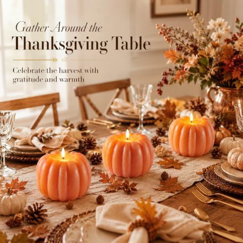Fall Decor Flameless Pumpkin Candle with Remote & Timer - Real Wax, 5.6 Inch