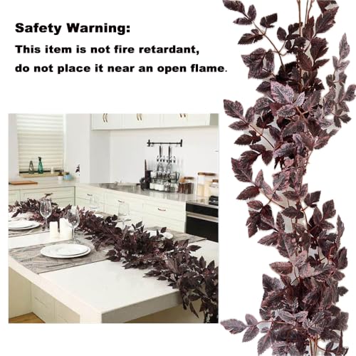 Artificial Plum Garland 6Ft - Fall Decorative Vines for Mantel and Centerpieces - Pack of 2