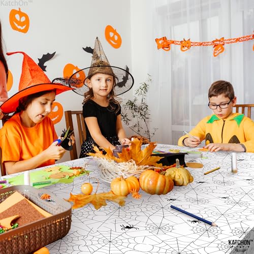 Halloween Spider Web Tablecloth Pack of 3 - 72x54 Inch Black and White Spooky Decor
