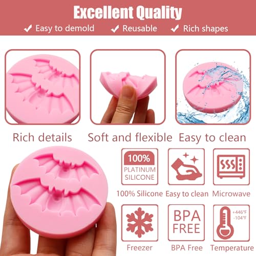 Halloween Bat Silicone Mold 4-Piece for Cake Decoration Candy & Crafts