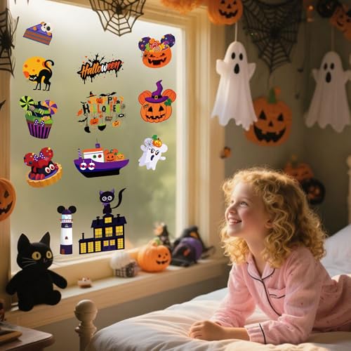 12 Sheet Halloween Window Clings - Festive Decor for Glass Surfaces