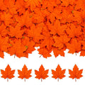 Artificial Fall Maple Leaves - 40pcs Autumn Leaves for Thanksgiving & DIY Decor - Orange, Realistic Design