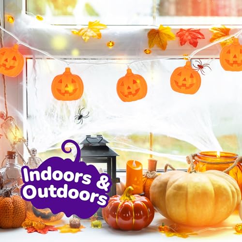 Halloween Pumpkin String Lights with Remote, 10 LED Outdoor Indoor Decorations