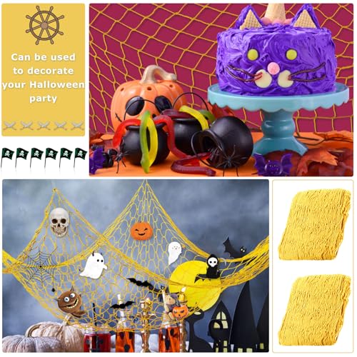 Yellow Fish Net Decoration for Mermaid Pirate Ocean Party - 2 Pieces