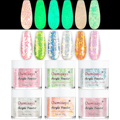 Glow in the Dark Fall Nail Acrylic Powder Set - Pastel Colors, APG060