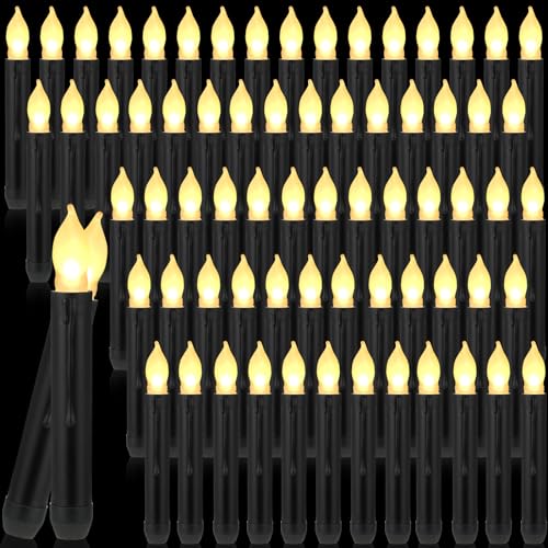 Flameless LED Taper Candles Black Warm White Light 108 Pieces Safe Home Decor
