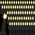 Flameless LED Taper Candles Black Warm White Light 108 Pieces Safe Home Decor