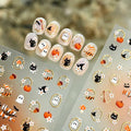 Halloween Nail Stickers - Cute Ghost Black Cat Pumpkin Design - Variation 26
