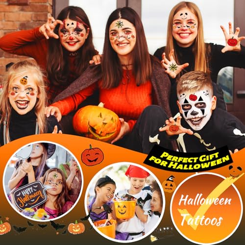 Halloween Freckle Face Tattoos for Kids - 12 Sheets Spooky Designs, Waterproof Party Stickers